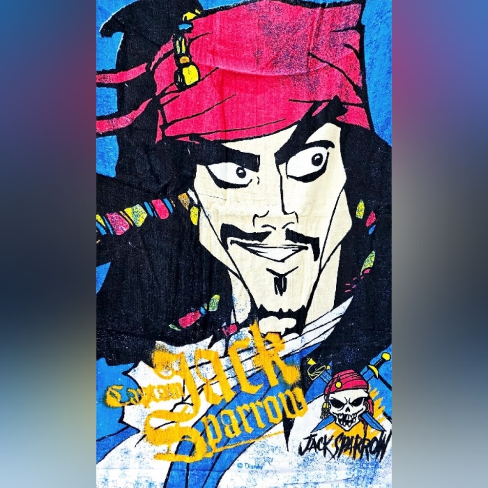 Pirates of the Caribbean Captain Jack Sparrow Cartoon Beach Bath Towel
